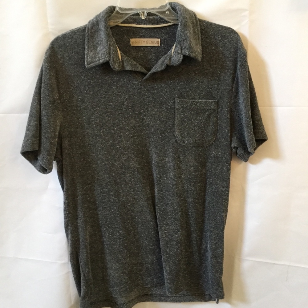 Nifty Genius Mens Medium Gray Short Sleeve Shirt